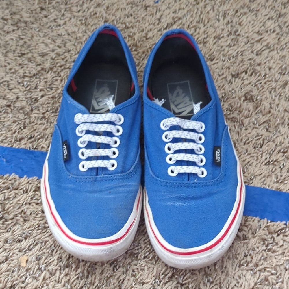 Vans Royal Blue Canvas Shoes with Red Trim